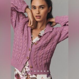 Anthropologie Maeve Hourglass Cardigan Lavender XS EUC